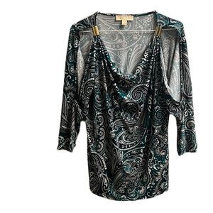 Michael Michael Kors, Cold Shoulder, Casual, Kimono Sleeves Top, Multi, Medium